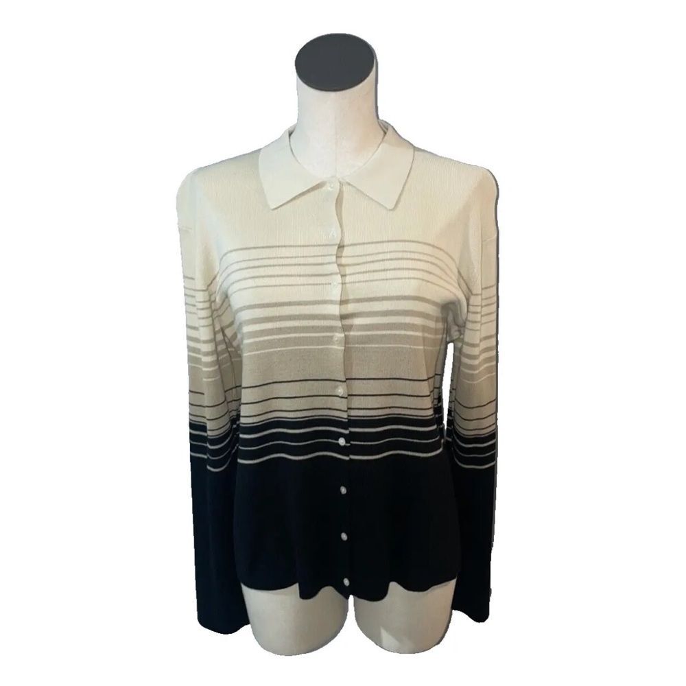 Rena Rowan Vintage NWT Women’s Silk Knit Collared Button Down Cardigan size XL